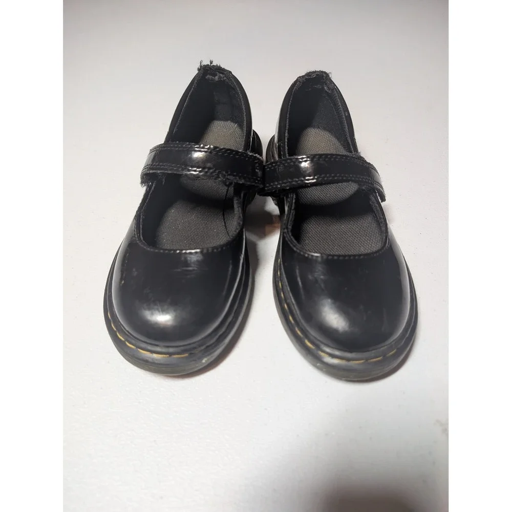 Dr Martens Mary Jane Shoes Girls Size 12 Black Patent Leather Strap School